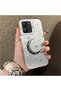 Xiaomi Redmi 12 4G/5G Compatible Silver Engraved Moon and Star Pattern Non-Transparent Acrylic Back Silicone Edge Case - 3