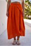 Orange Pocketed Unlined Elastic Waist Casual Linen Look Asymmetrical Woven Skirt 90 75