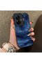Realme C55 Compatible Navy Blue Watercolor Mountain-Star Art Pattern Acrylic Back Silicone Edge Phone Case - 2