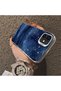 iPhone 12 Mini Compatible Navy Blue Watercolor Mountain-Star Art Pattern Acrylic Back Silicone Edge Phone Case - 4