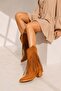 Women's Dakota Tan Suede Tasseled 5 cm Heeled Cowboy Boots - 4