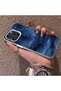 iPhone 16 Pro Max Compatible Navy Blue Watercolor Mountain-Star Art Pattern Acrylic Back Silicone Edge Phone Case - 3
