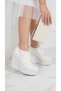 Women's Off-White Lace and Pearl Embellished Wedge Heel Bridal Shoes and Pearl Bag Set - 3