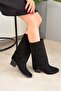 Women's Sania Black Suede Cowboy Boots with 5 cm Heel - 4
