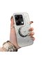 Xiaomi Poco M6 Pro 4g Compatible Silver Engraved Moon and Star Pattern Non-Transparent Acrylic Back Silicone Edge Case
