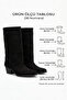 Women's Sania Black Suede Cowboy Boots with 5 cm Heel - 6