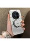 Vivo X300 Pro Compatible Silver Carved Moon and Star Pattern Non-Transparent Acrylic Back Silicone Edge Case - 2