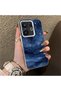 Vivo X200 Fe Compatible Navy Blue Watercolor Mountain-Star Art Pattern Acrylic Back Silicone Edge Phone Case - 2