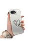 iPhone 16E Compatible Line Heart and Airplane Pattern Non-Transparent Acrylic Back Silicone Edge Phone Case