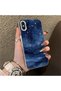 iPhone X/Xs Compatible Navy Blue Watercolor Mountain-Star Art Pattern Acrylic Back Silicone Edge Phone Case - 2