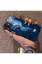 iPhone 12 Mini Compatible Dreamy Starry Sea Fish Pattern Acrylic Back Silicone Edge Phone Case - 3