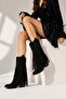 Women's Dakota Black Suede Tasseled 5 cm Heeled Cowboy Boots - 2