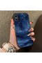 iPhone XS Max Compatible Navy Blue Watercolor Mountain-Star Art Pattern Acrylic Back Silicone Edge Phone Case - 2