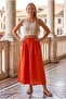 Orange Pocketed Unlined Elastic Waist Casual Linen Look Oversize Woven Skirt 95 75 - 3