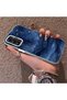 Samsung Galaxy A14 4G/5G Compatible Navy Blue Watercolor Mountain-Star Art Pattern Acrylic Back Silicone Edge Phone Case - 3