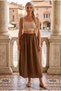 Cinnamon Color Pockets Unlined Elastic Waist Casual Linen Look Oversize Woven Skirt 95 75 - 3
