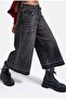 Women's Smoked 4W6-13 Culotte Fit Cherry Embroidery Detailed Design Denim Jean - 3