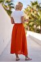 Orange Pocketed Unlined Elastic Waist Casual Linen Look Asymmetrical Woven Skirt 90 75 - 8