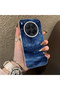 Tecno Camon 40 Premier Compatible Navy Blue Watercolor Mountain-Star Art Pattern Acrylic Back Silicone Edge Phone Case - 2