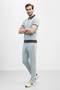 Men's Gray American Pique Fabric Polo Collar Zippered Short Sleeve Tracksuit Set - 76477 - 3