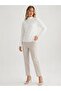 High Collar Fit Knit Sweater - Bone Color - 2