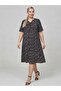 Short Sleeve Mini Floral Print Hijab Plus Size Mother's Dress - 2