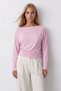 Women's Pink Boat Neck Long Sleeve Blouse Alc-X15611 - 4