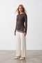 Women's Bitter Brown Asymmetrical Cut Lace Blouse with Gathered Sides Alc-X15603 - 3