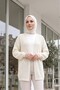 Patterned Openwork Casual Cardigan - Cream