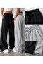 Winter Women's 2-Piece Sweatpants (Black-Grey) Oversize Comfortable Fit Wide Leg Washable Anti-Pilling - 5