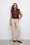 Women's Brown Double Pocket Accessory Detailed Buttoned Vest Alc-X15607 - 4