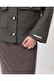 Smoked Patterned Dark Gray Women's Jacket with Gold Button Detail - 5