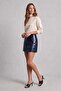 Parlement Blue Genuine Leather High Waist Mini Skirt - 3