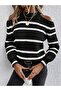 Women's Off-Shoulder Striped Knit Sweater - 4
