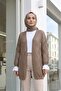 Patterned Openwork Casual Cardigan - Light Brown