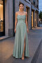 Women's Strapless Deep Slit Long Evening Dress 8063 Çağla