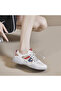 Women's White and Red Mesh Sneakers - 6