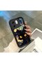Infinix Hot 50I Compatible Black Silicone Case Starry Night Black Cat Pattern Camera Protected Shock Absorbing