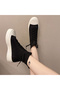 Women's Black Floral Canvas High-Top Lace-Up Sneakers - 3