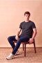 Men's Viscose Blended Dark Gray Melange Short Sleeve Crew Neck Basic T-Shirt Olav