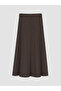 Lcw Modest Brown Flared Skirt with Zipper at the Waist - 6