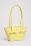 Lorin Bow Detailed Soft Leather Look Large Volume Women's Shoulder Bag Yellow - 3