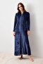 Long Sleeve Zippered Flexible Viscose Velvet Dress - 2