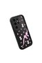 Samsung Galaxy S24 Ultra Compatible Black Silicone Case Cat-Pink Ribbon Flower Pattern Camera Protected Shock Absorbing - 3