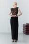 Black Lace Detailed Low Waist Draped Long Dress - 3