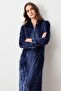 Long Sleeve Zippered Flexible Viscose Velvet Dress - 6