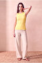 Women's Cotton Yellow Sleeveless Crew Neck Ribbed Undershirt Sanne - 3