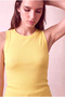 Women's Cotton Yellow Sleeveless Crew Neck Ribbed Undershirt Sanne - 2