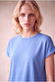 Women's 100% Viscose Blue Folded Short Sleeve Crew Neck Relaxed Cut T-Shirt Silje - 3