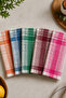 Set of 5 Plaid Patterned Kitchen Towels & Drying Cloths 50X70 cm Pink Checkered Cotton Kitchen Napkins - 3